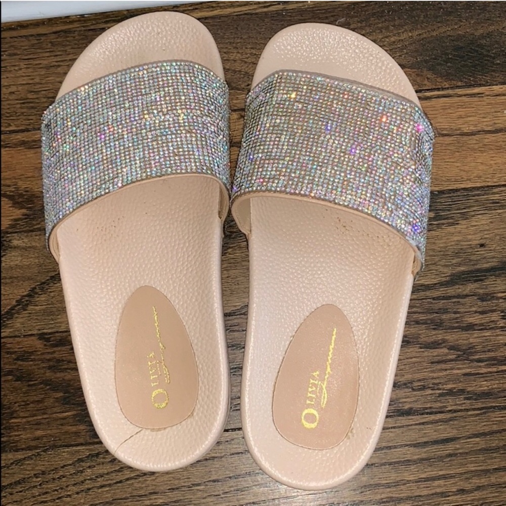Beautiful Rhinestone Slides Sz. 7